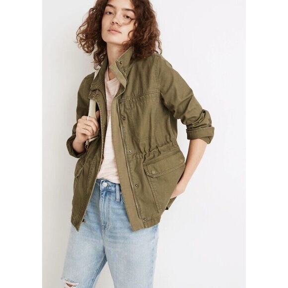 Madewell Dispatch Jacket Military Style Green Cotton Canvas Size M - Picture 4 of 10